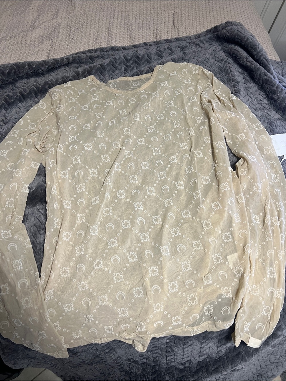 Marine Serre Beige Floral Mesh Top
